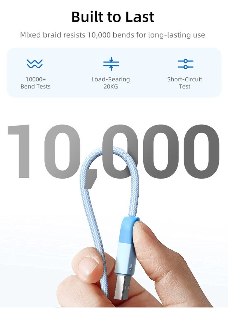 كابل تايم كابل USB-A إلى USB-C متوافق مع هواوي ميت 60 وهونر | أزرق - Image 5
